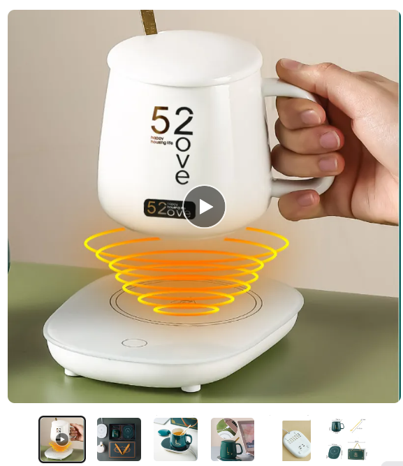 Taza de café de cerámica alimentada por USB con tapa